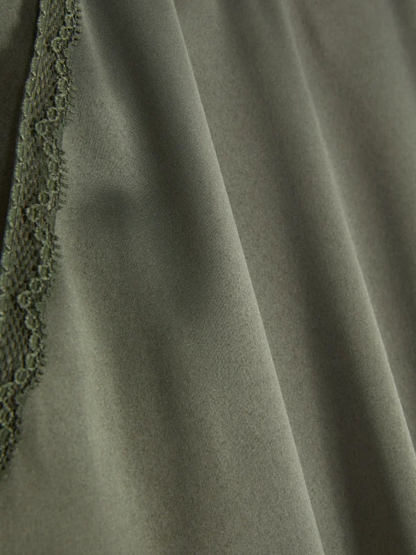Bas De Pyjama En Satin à Finitions En Dentelle