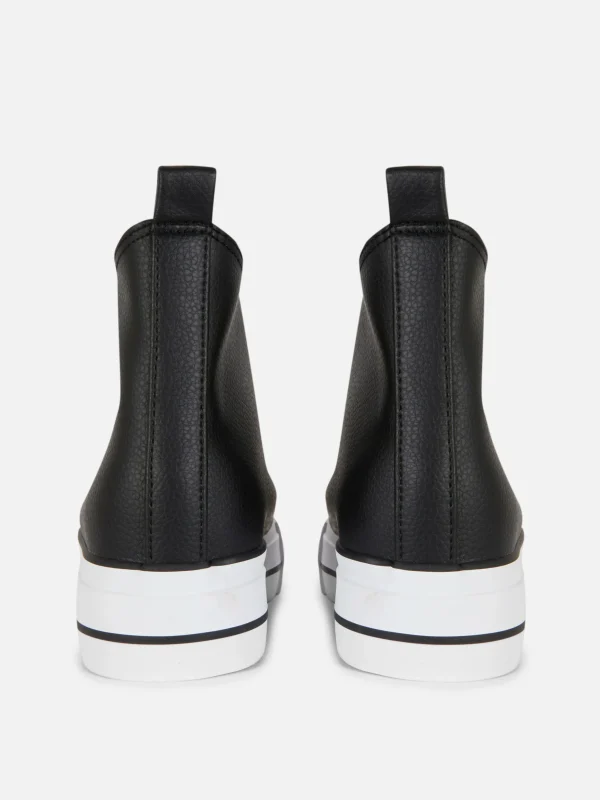 Baskets Montantes Compensées En Simili Cuir