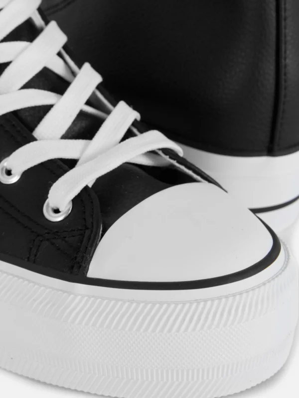 Baskets Montantes Compensées En Simili Cuir