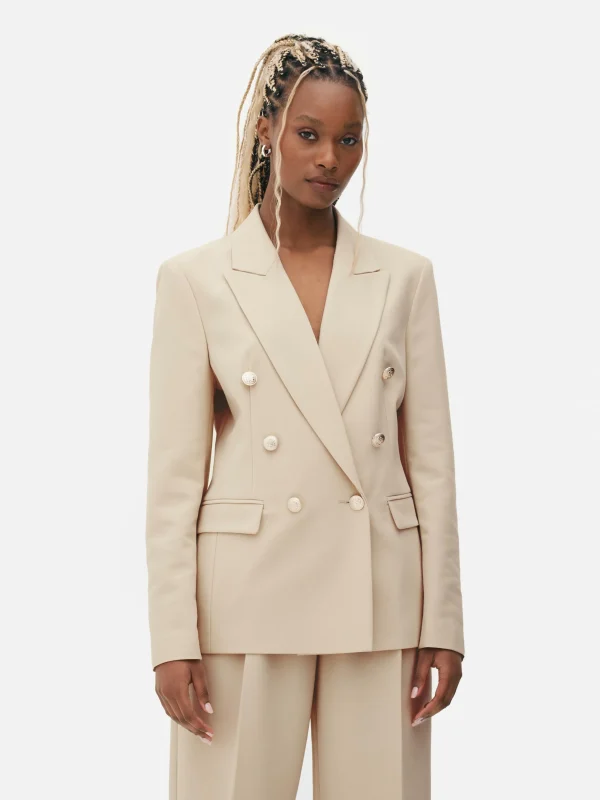 Blazer à Boutonnage Croisé Avec Bouton Métallisé