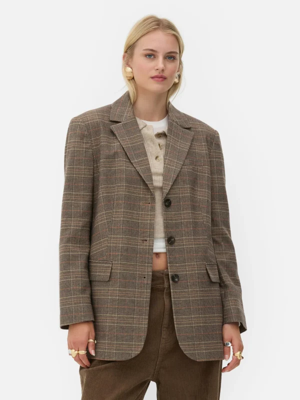 Blazer à Carreaux à Boutonnage Simple Rita Ora