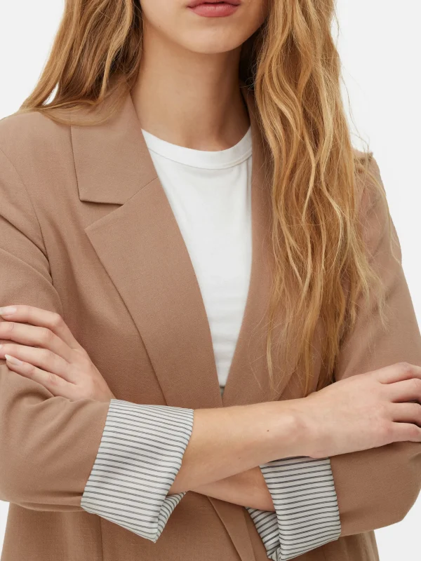 Blazer Ajusté à Effet Bord à Bord