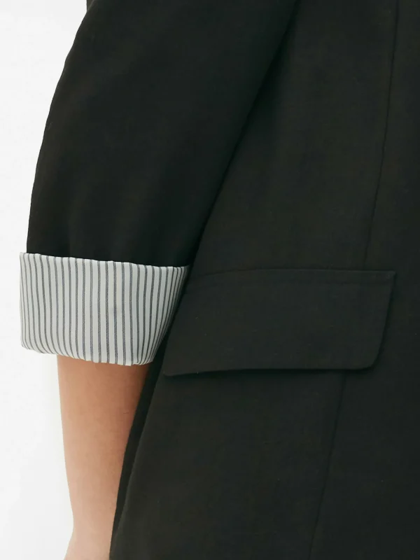 Blazer Ajusté à Effet Bord à Bord