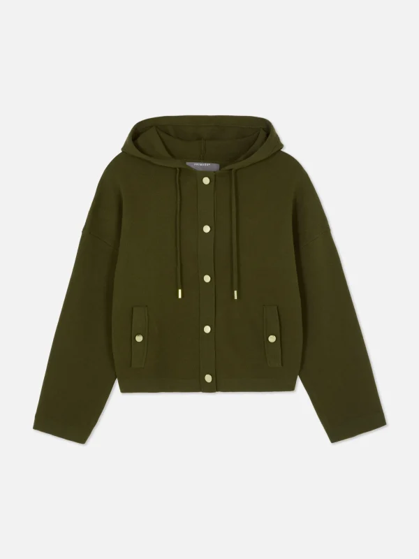 Blouson Bomber En Maille à Capuche