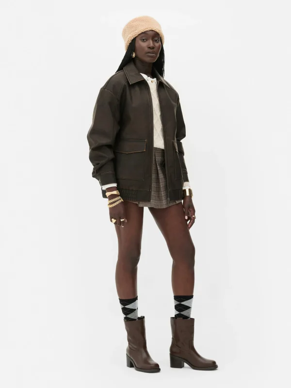 Blouson Bomber En Simili Cuir à Effet Vieilli Rita Ora