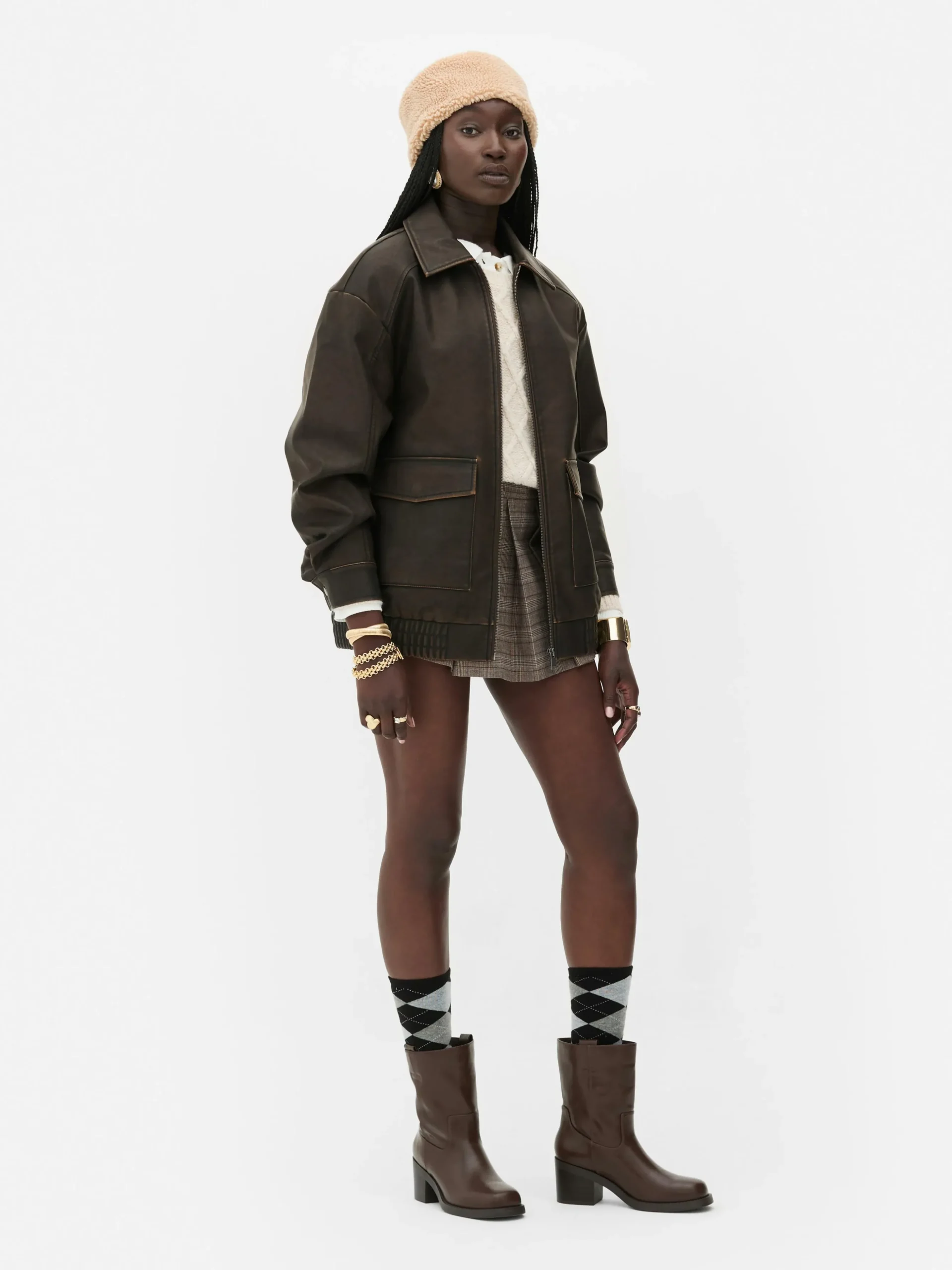 blouson_bomber_en_simili__1.webp Blouson Bomber En Simili Cuir à Effet Vieilli Rita Ora