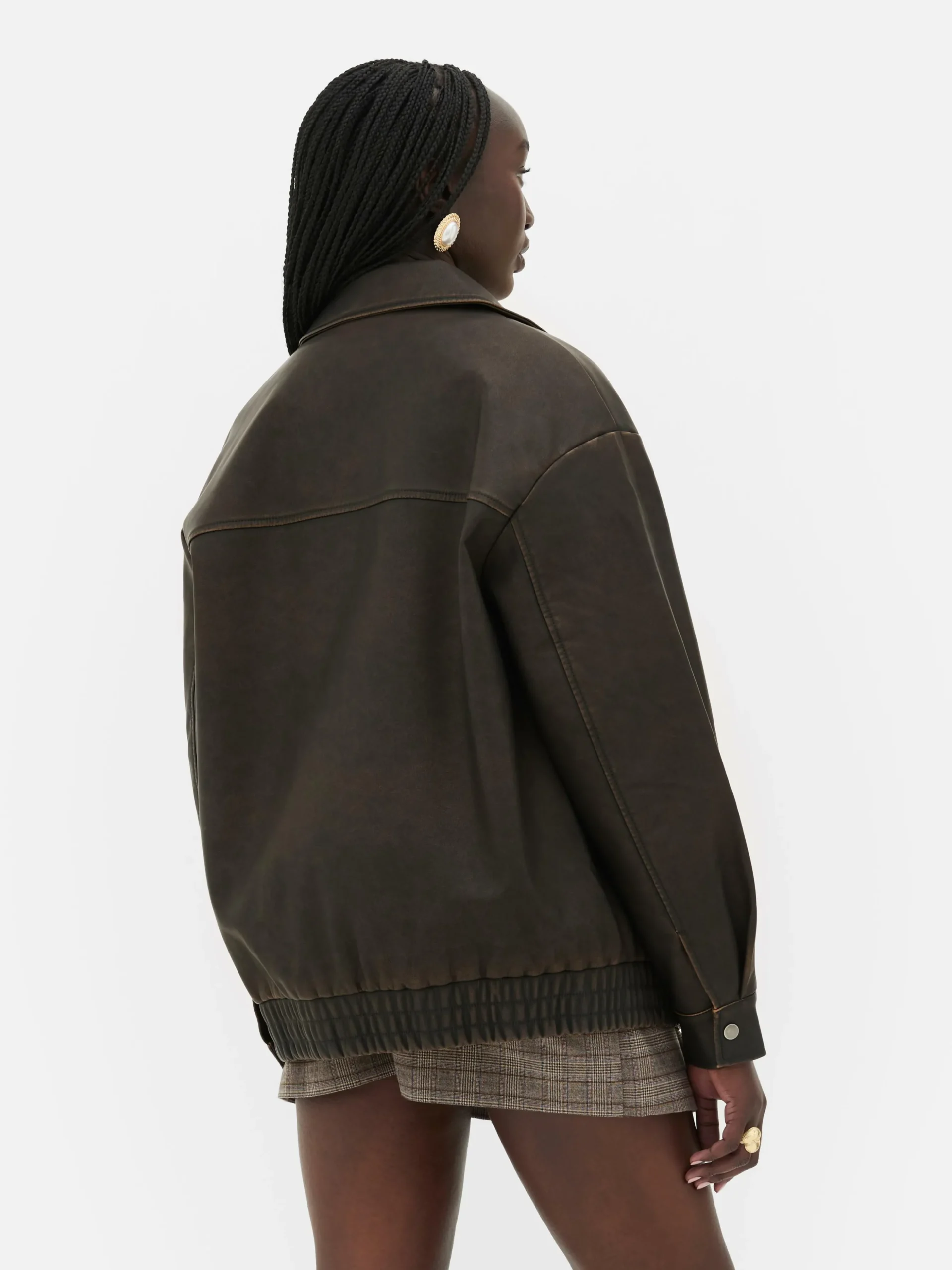 blouson_bomber_en_simili__2.webp Blouson Bomber En Simili Cuir à Effet Vieilli Rita Ora