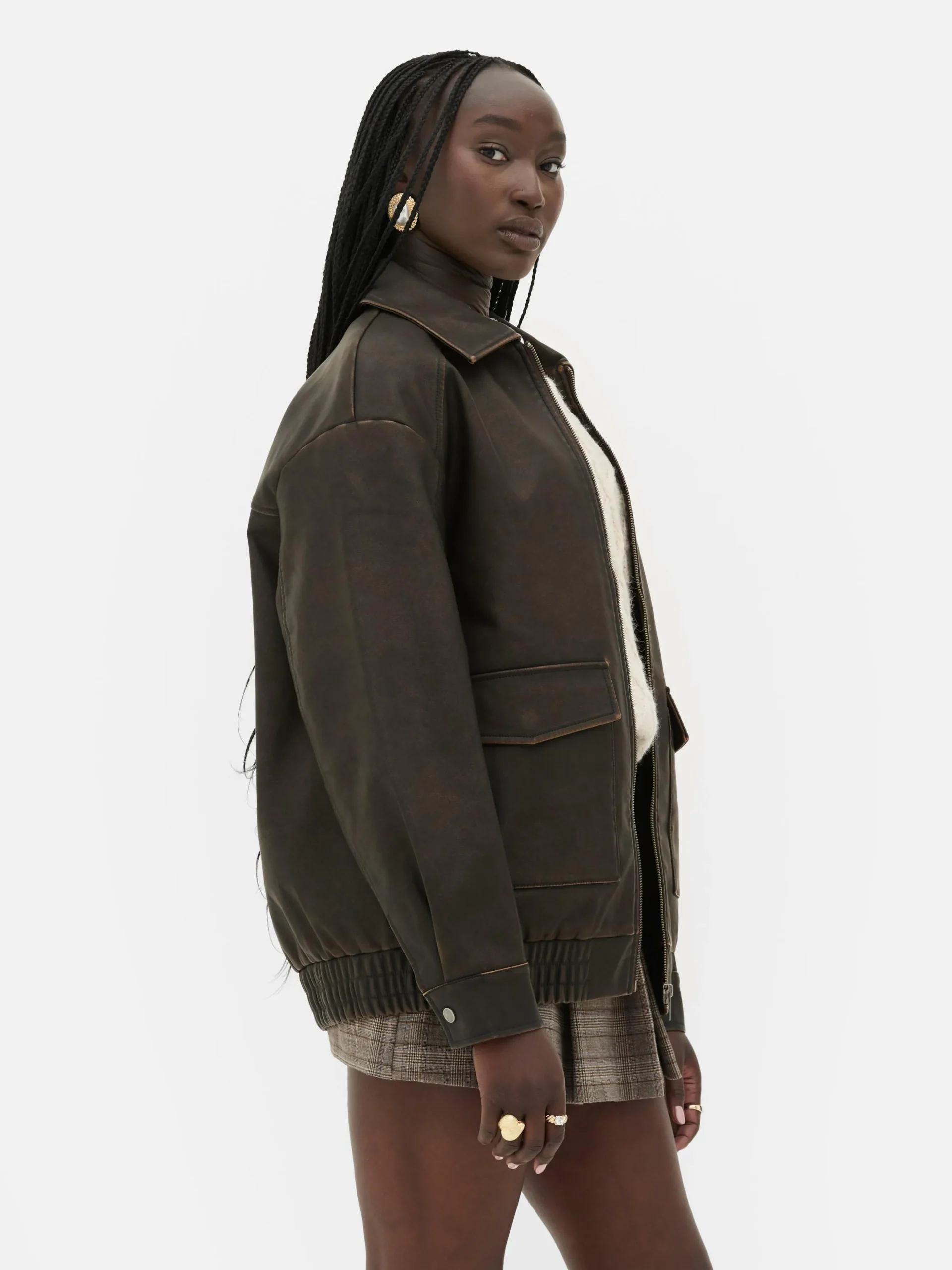 blouson_bomber_en_simili__3.webp Blouson Bomber En Simili Cuir à Effet Vieilli Rita Ora