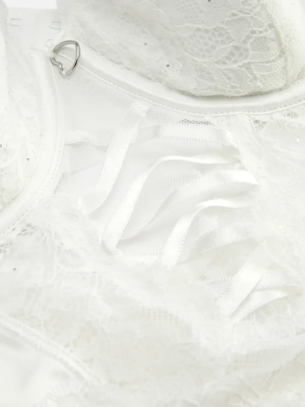 Body De Mariée En Dentelle à Bonnets Rembourrés