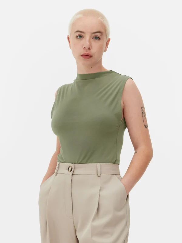 Body Sans Manches à Col Montant