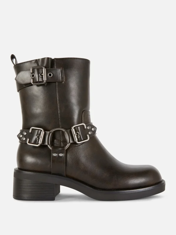 Bottes De Motard En Simili Cuir