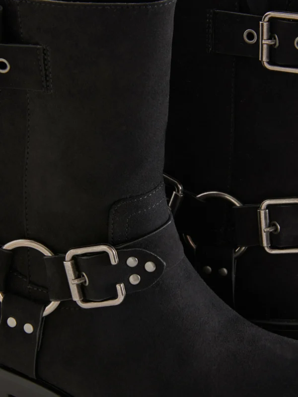 Bottes De Motard En Suédine