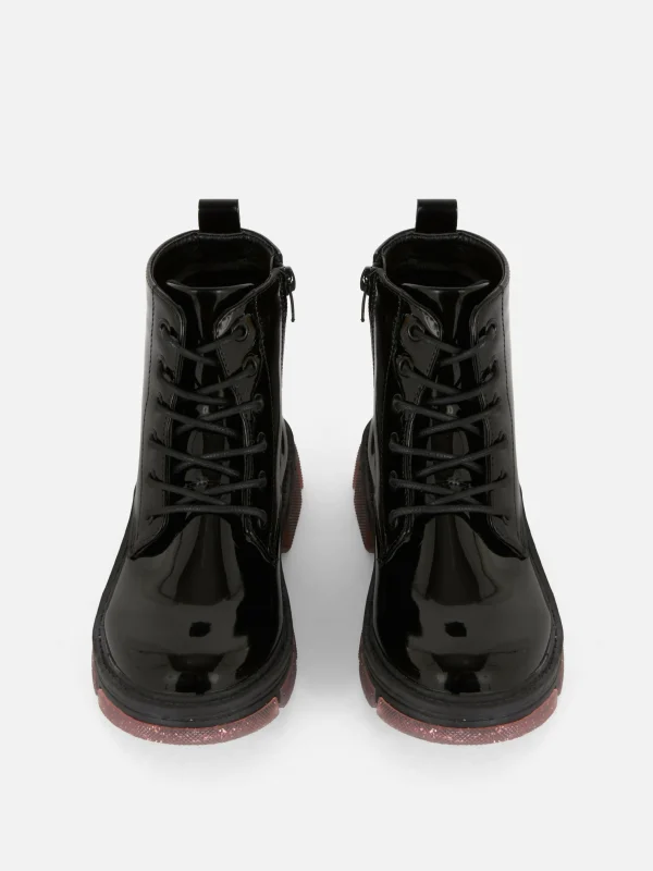 Bottes En Simili Cuir Verni à Semelles Scintillantes