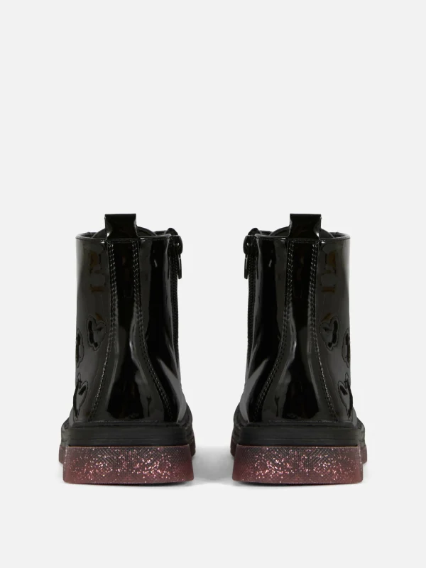 Bottes En Simili Cuir Verni à Semelles Scintillantes