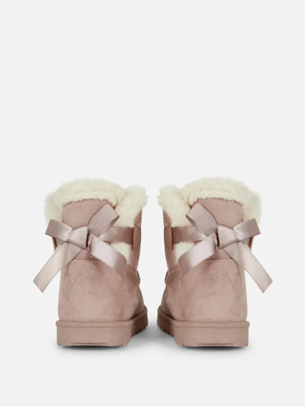 Bottines à Doublure Duveteuse Et Nœud Au Dos