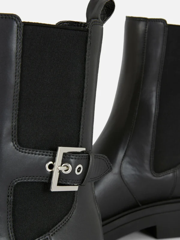 Bottines Chelsea En Simili Cuir à Bout Carré