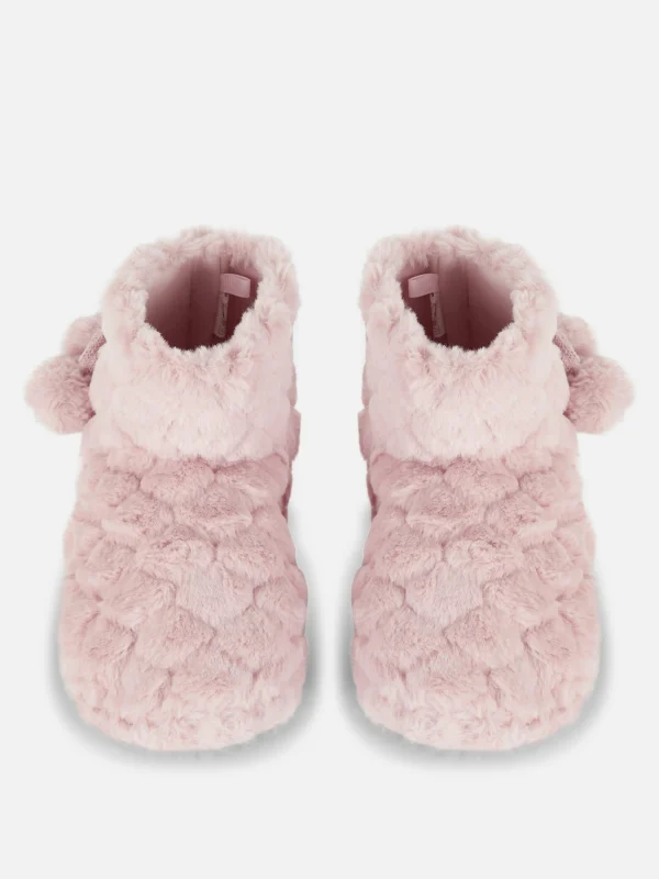 Bottines Duveteuses à Pompons