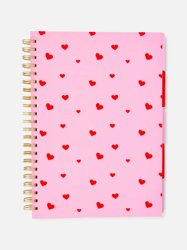Carnet à Spirale A4 à Motif Cœur Avec Intercalaires