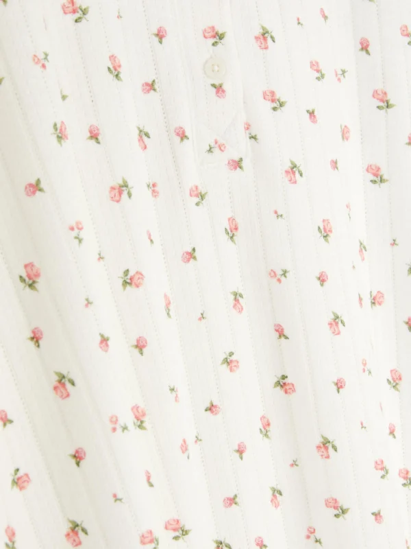 Chemise De Nuit En Maille Pointelle Florale