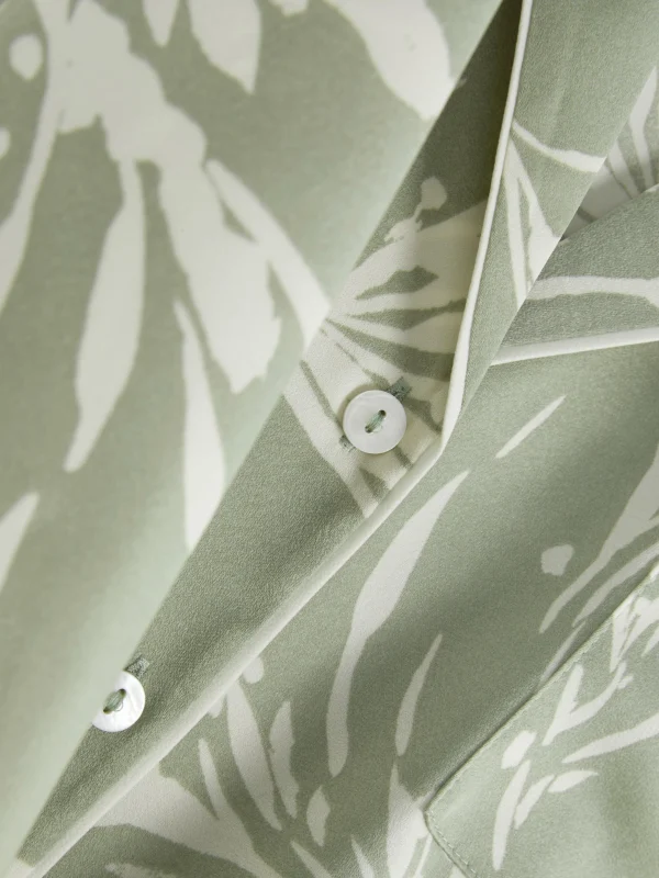 Chemise De Nuit En Satin à Motif Feuilles