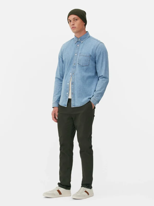 Chemise En Sergé De Coton à Manches Longues