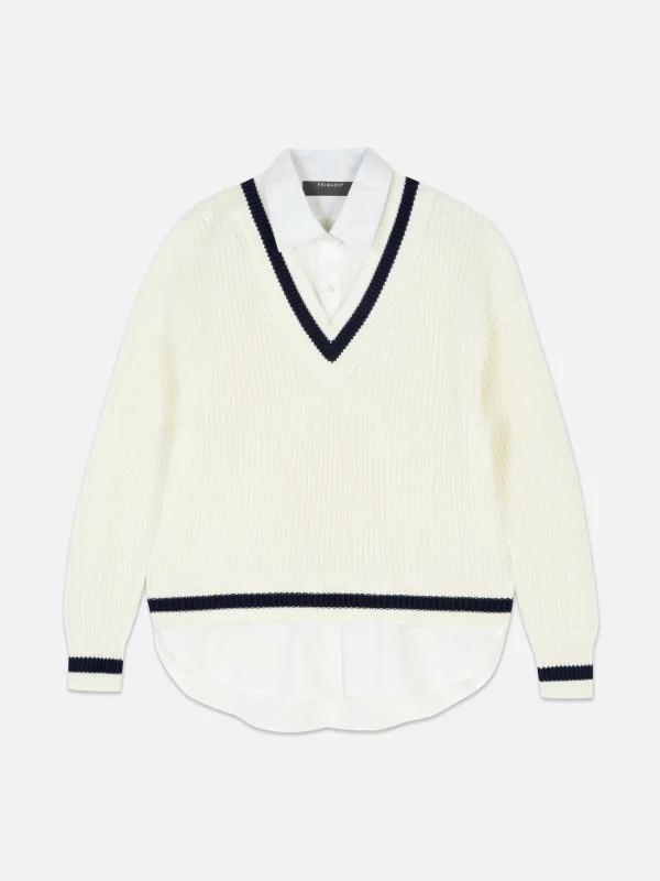 Chemise Et Pull Deux-en-un De Style Universitaire