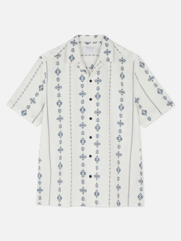 Chemise Froissée à Manches Courtes Et Motif Géométrique