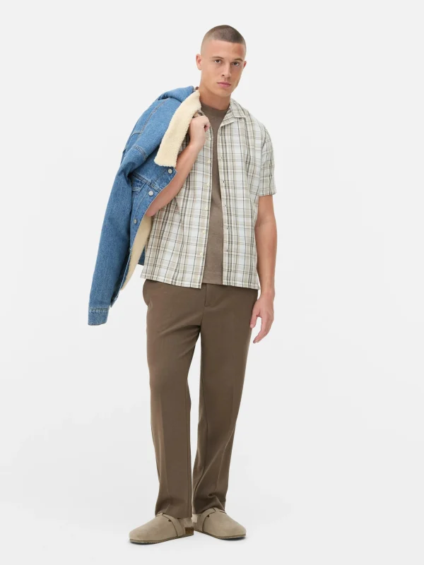 Chemise Texturée à Carreaux Et à Manches Courtes