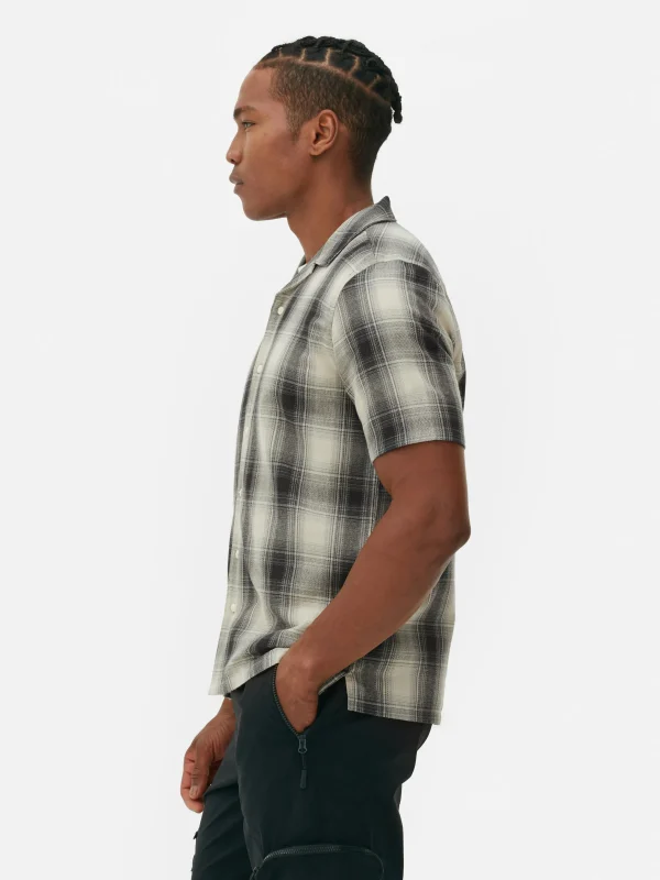 Chemise Texturée à Carreaux Et à Manches Courtes