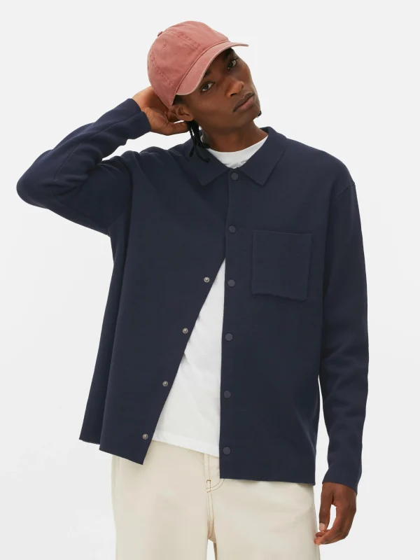 Chemise Tricotée à Boutons-pression