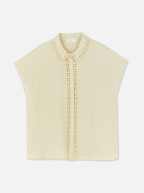 Chemisier à Manches Courtes Et Finitions En Crochet