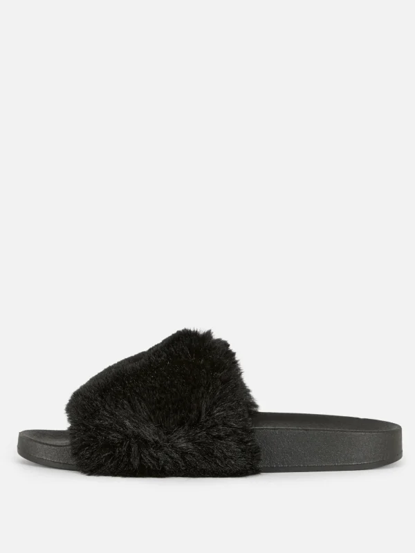 Claquettes En Fausse Fourrure