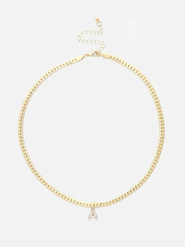 Collier Chaîne Serpent Avec Initiale En Strass