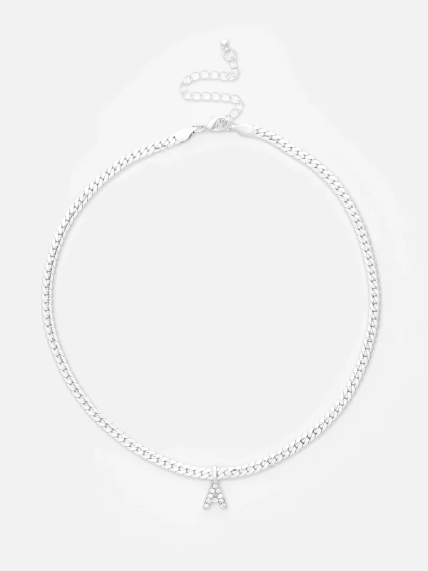 Collier Chaîne Serpent Avec Initiale En Strass