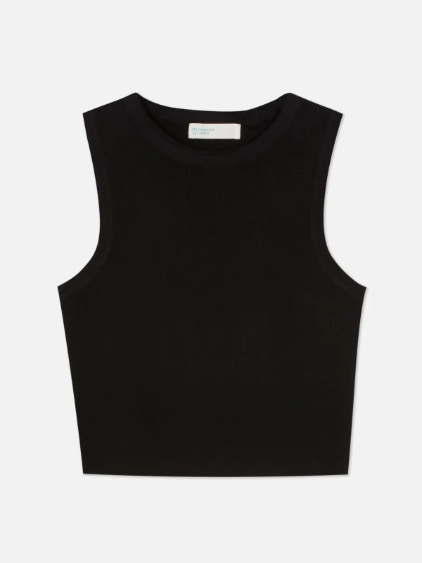 Débardeur Court à Col Ras-du-cou En Maille Côtelée