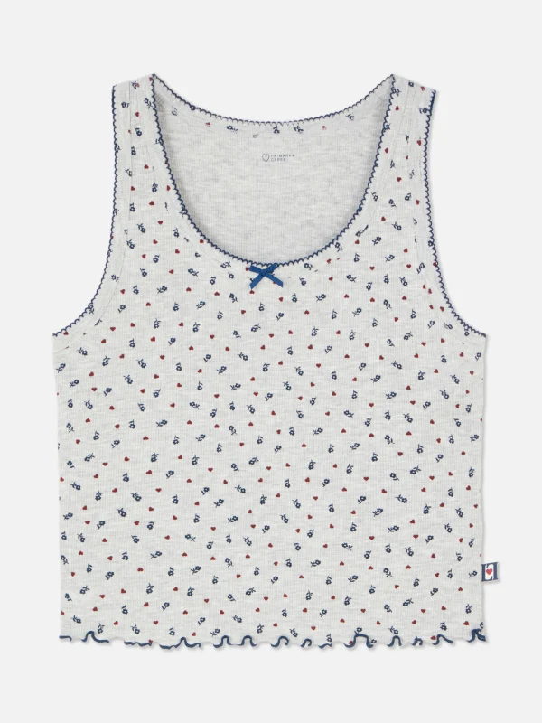 Débardeur De Pyjama Côtelé à Petites Fleurs