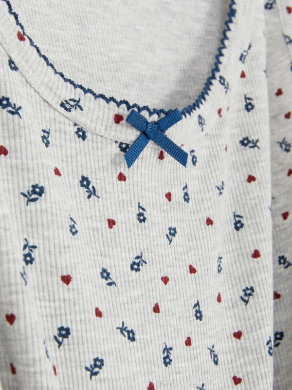 Débardeur De Pyjama Côtelé à Petites Fleurs