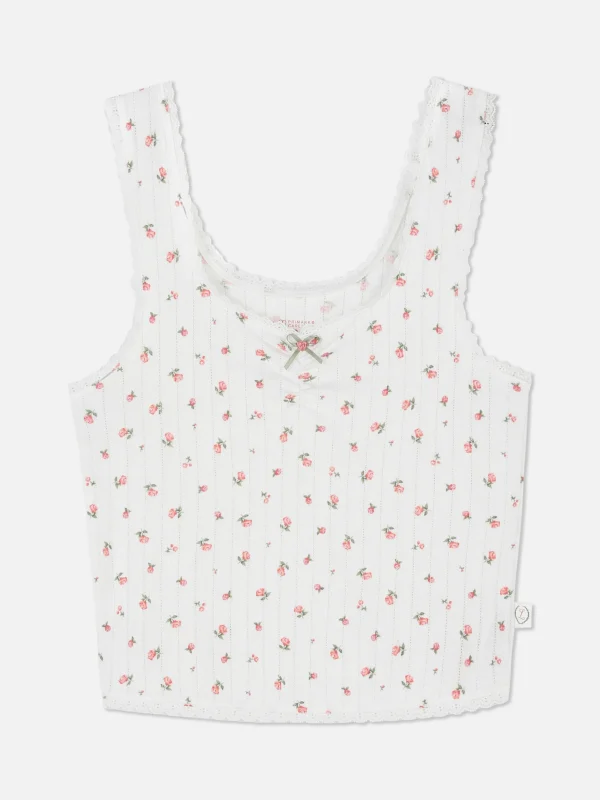 Débardeur De Pyjama En Pointelle à Motif Rose