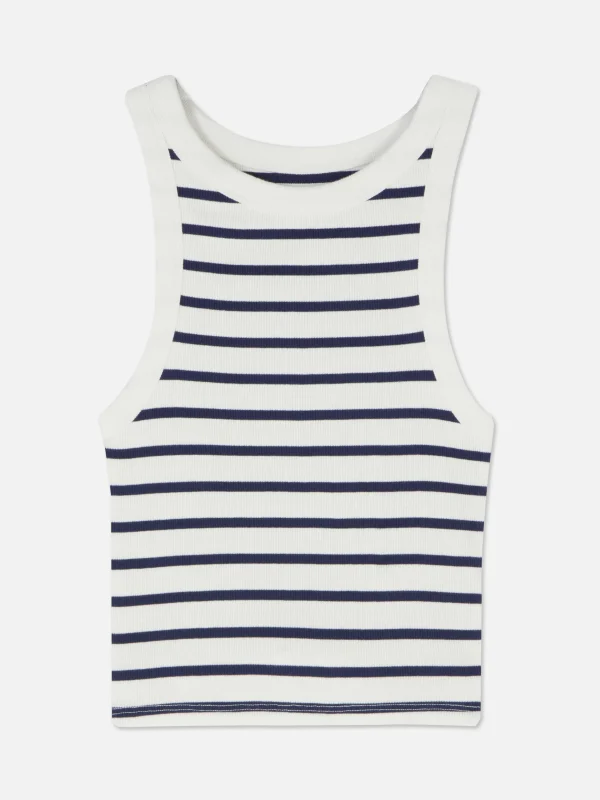 Débardeur Rayé Côtelé à Dos Nageur