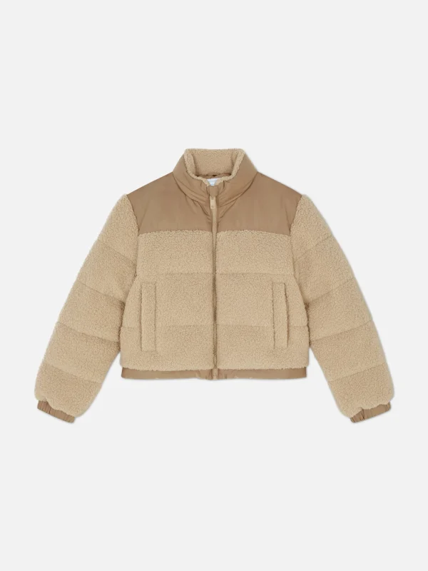 Doudoune Effet Mouton Retourné à Empiècements