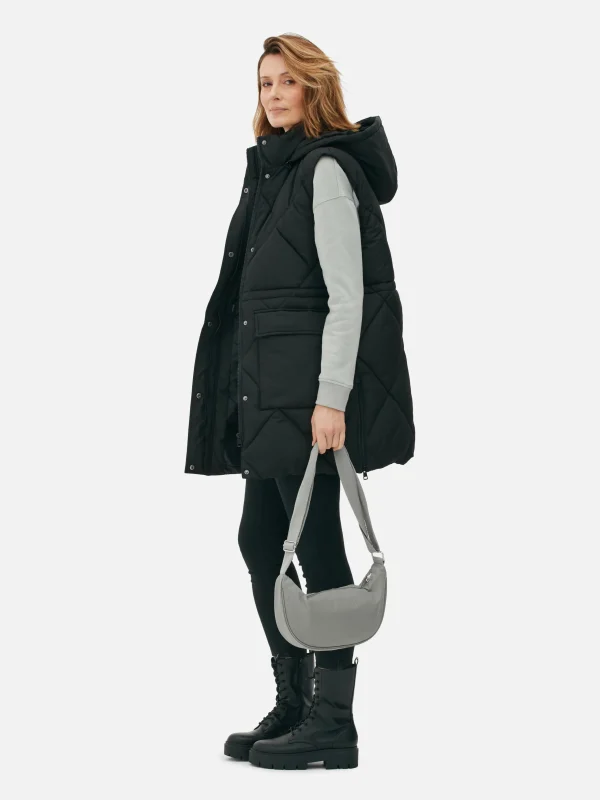 Doudoune Longue Sans Manches à Capuche