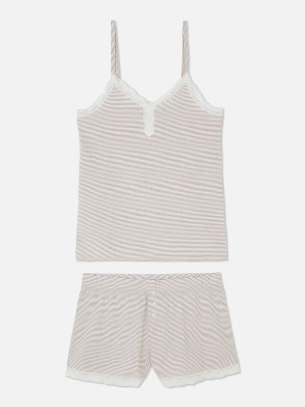 Ensemble Caraco Et Short De Pyjama à Dentelle