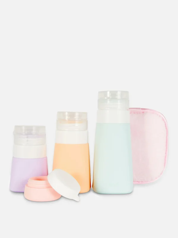 Ensemble De Flacons De Voyage - Cinq Pièces