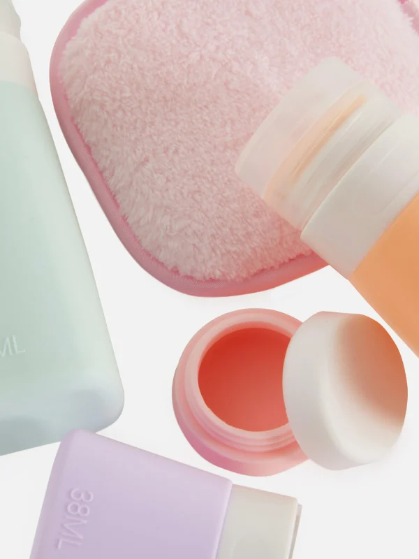 Ensemble De Flacons De Voyage - Cinq Pièces