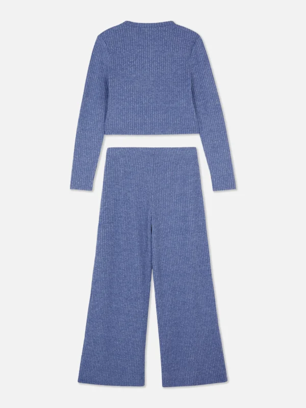 Ensemble Haut Côtelé à Manches Longues Et Legging