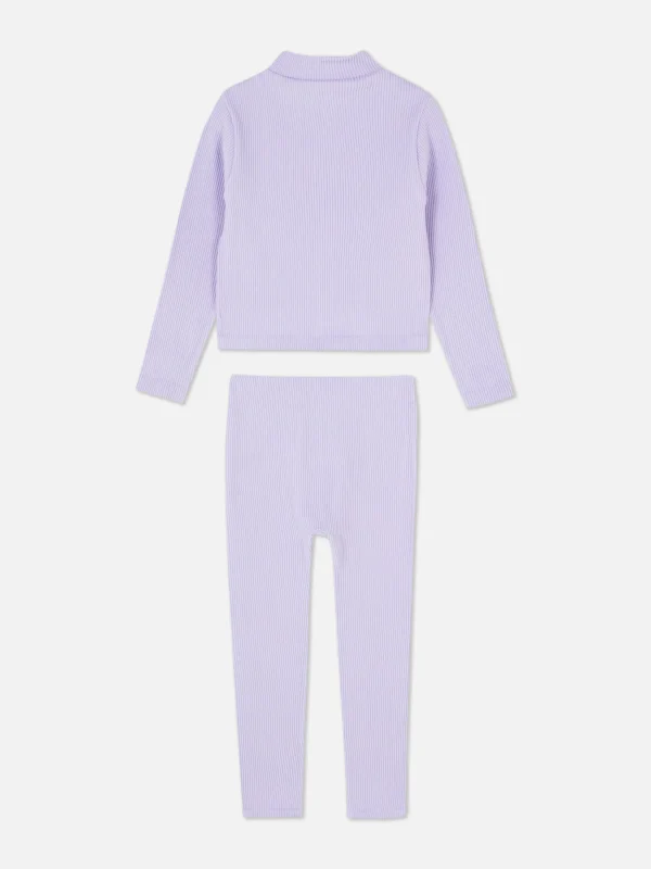 Ensemble Haut Et Legging Côtelés Sans Coutures