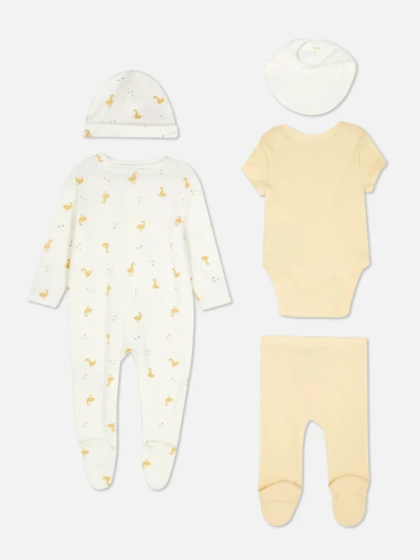 Ensemble Nouveau-né Cinq Pièces à Imprimé Canard