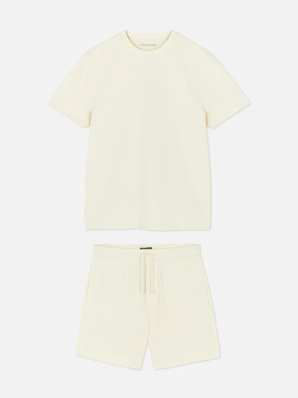 Ensemble Pyjama Gaufré T-shirt Et Short En Jersey