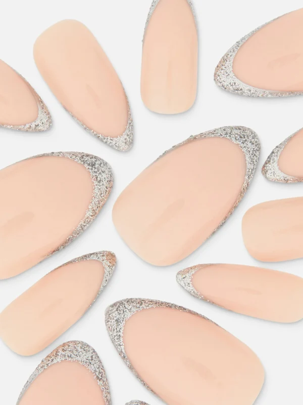 Faux Ongles Brillants Pailletés à Bout Pointu PS...