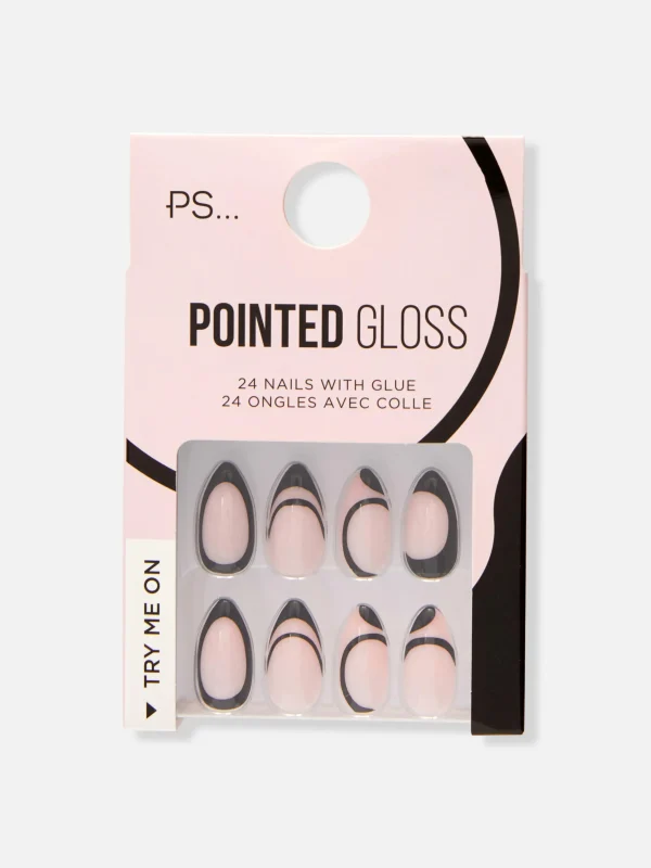 Faux Ongles French Manucure à Motif Tourbillon PS...